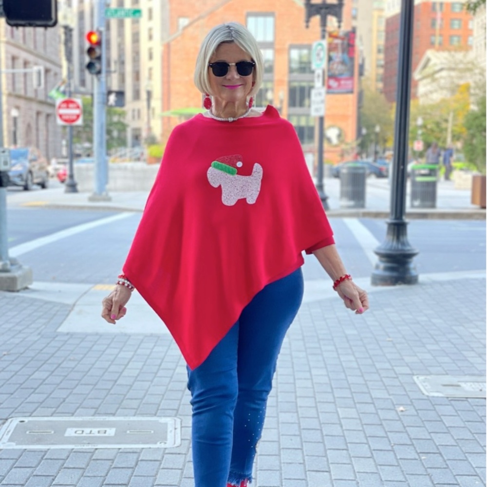 NEW Top It Off Christmas Puppy Poncho Bright Red - Ideal for the Holidays!